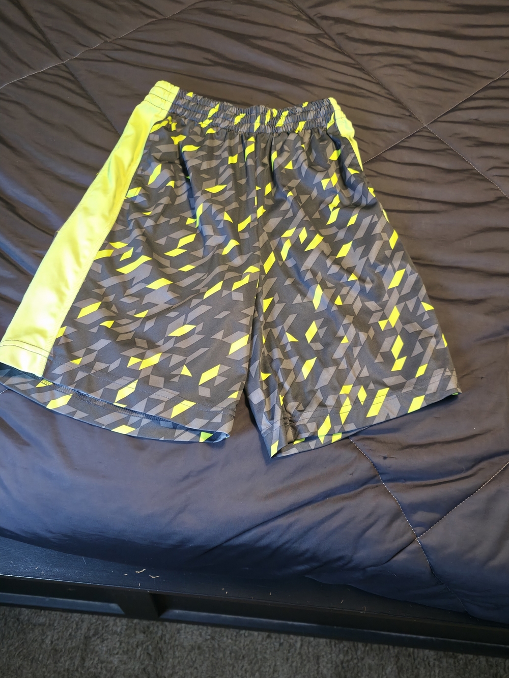 Xersion Gray Athletic Shorts with Neon Yellow Accents